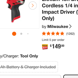 Milwaukee hex driver impact