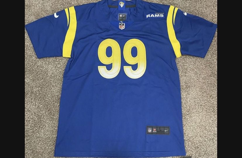 Los Angeles Rams Aaron Donald Blue Jersey Adult Size Large Brand New With Tags