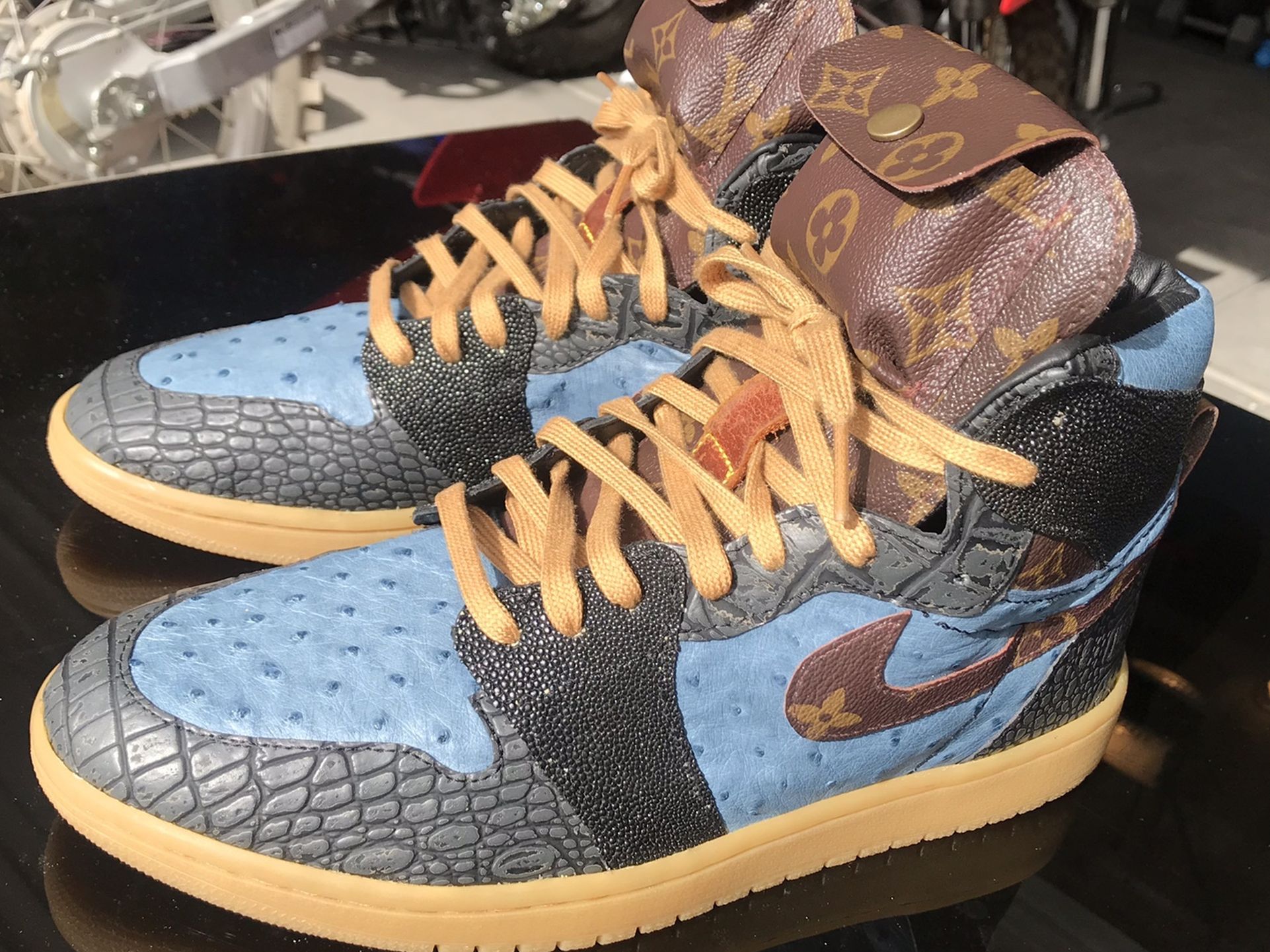 Nike Air Jordan 1 Custom With Louis Vuitton 1 Of 1