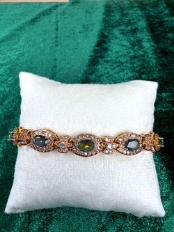 14 Karat Yellow Gold Plated Simulated Mystic Topaz Bracelet