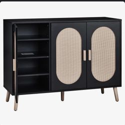 Brand New Cissiee Modern Rattan 24 Pair Shoe Storage Cabinet
