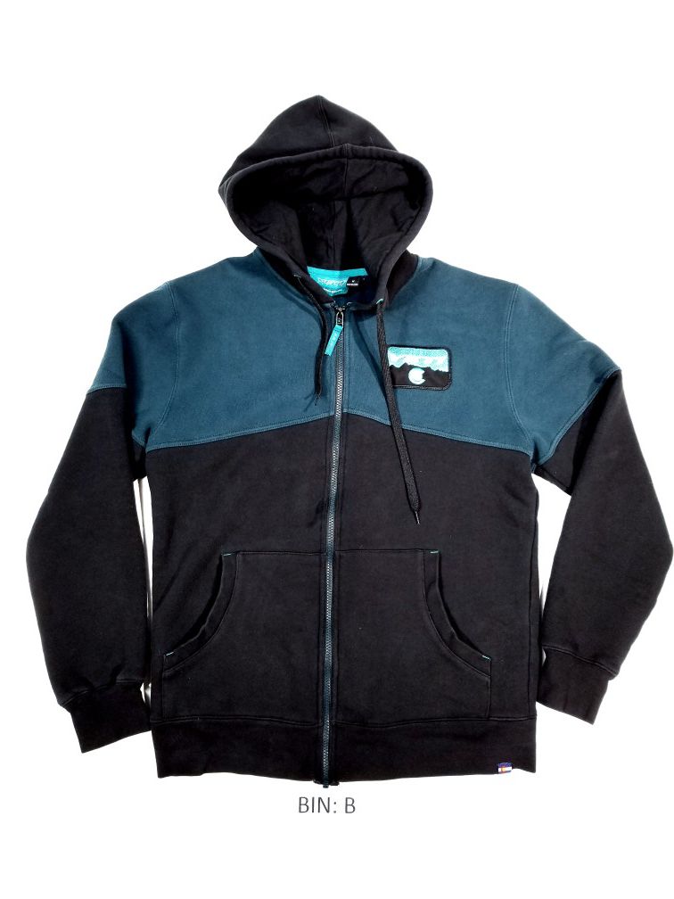 YETI Men's Size M Hoodie Jacket Sweater Full Zip Black & Turquoise Logo :B