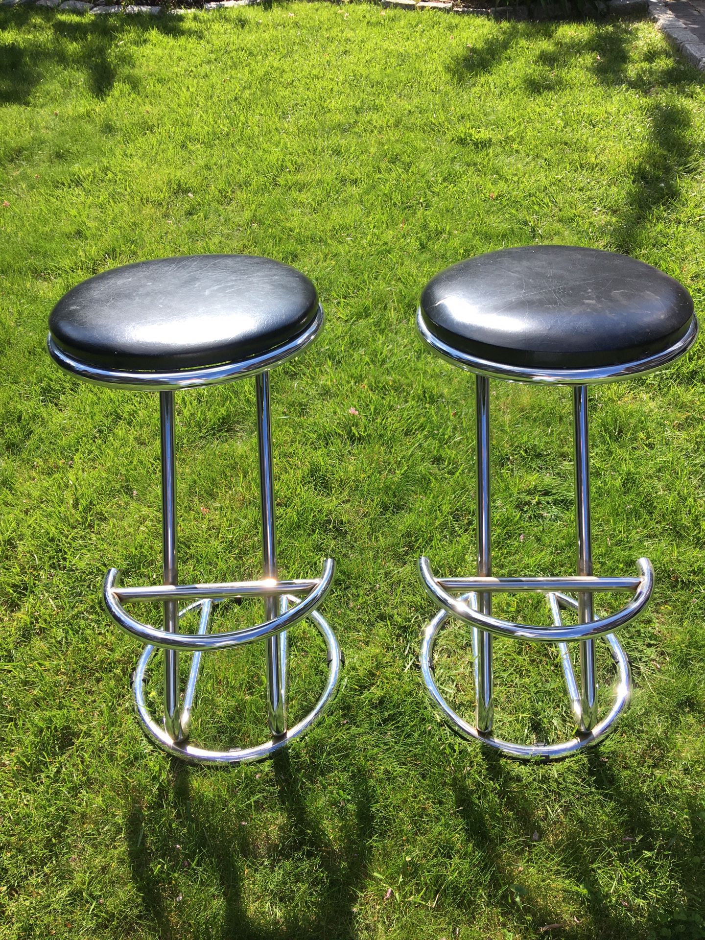 Two Vintage Chrome Bar Stools (Coaster Co of America)