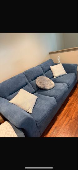 Blue Fabric 3-Seat Sofa
