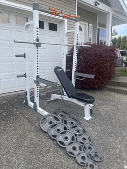 Haft squat rack,barbell 7ft,Olympic weights and bench