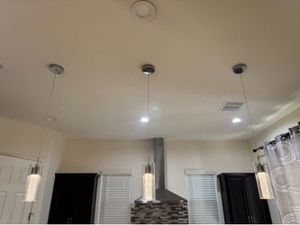 Set of 3 Crystal LED Pendant Kitchen Lights - Chrome - Island Lighting