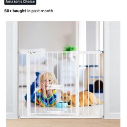 Baby Gate with Cat Door, 29-46" Wide Metal Safety Dog Gate for Stairs, Doorway, Auto Close Pressure Mounted Dog Gate with pet Door,Black