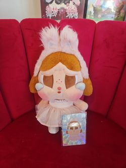 POP MART Crybaby Shiny Shiny Series Plush Doll in pink.