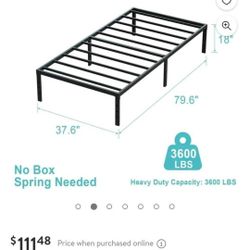 18" twin XL size metal platform bed frame 
New in the box 
2 available 
$85 each

Hablo Español 