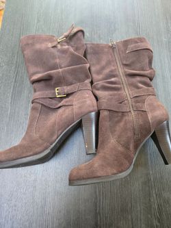 Women's Brown Leather Mid-Calf Boots – Size 9