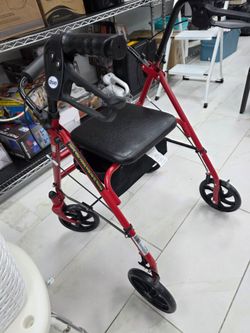 Drive Medical Red Rollator Walker with Seat