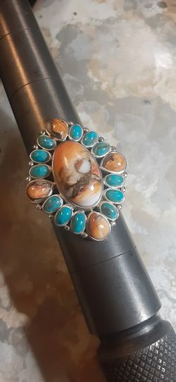 c2005 TURQUISE & SPINEY OYSTER 925 Ring BBJ Sz 10.5