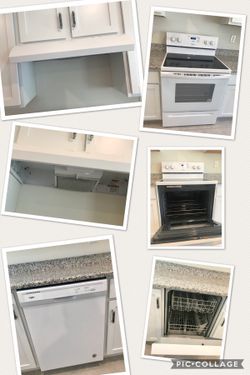 Electric stove glass top, dishwasher and range hood