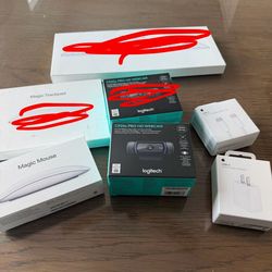 New Apple Magic Mouse, USB-C Power Adapter, USB-C Cable, And Logitech C920s Cameras