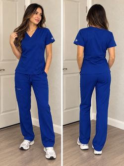 Beautiful Healing Hands HH Works scrub set in royal blue, size Large (L).
