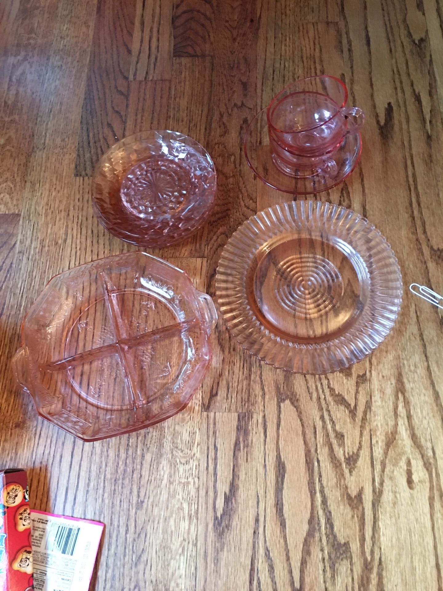 Pink depression glass assortment