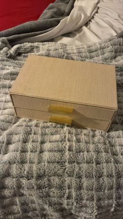 A New Day Two Drawer Woven Jewelry Organizer Cream, Final Cut
