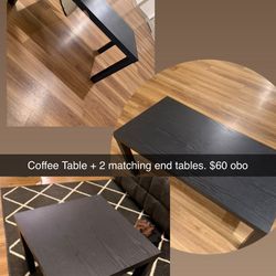 Coffee Table + 2 Matching End Tables