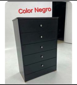 Black 5-Drawer Tall Dresser Chest