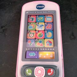 V Tech Pink Swipe And Touch Baby Phone Songs Sounds Numbers Letters Word Lights.