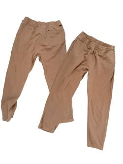 Mens brown distressed cotton Casual Waist Tan Jogger Pants with 3 pockets Sz m