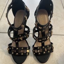 Venus Black Studded Strappy Heels – Size 8