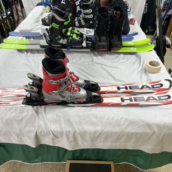 Kids Head Ski Package With Boots And Bindings 