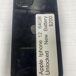 Apple iPhone 12 64 Gb Unlocked With New Battery 