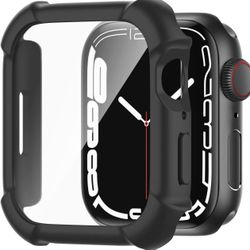 Adepoy Compatible for Apple Watch Case 45mm with Built in Tempered Glass Screen Protector