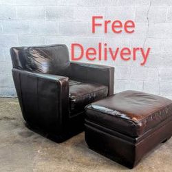 Macy's, McCreary Modern Leather Chair and Ottoman