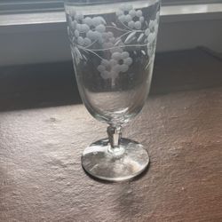 Set Of 5 Etched Parfait/iced Tea Glasses