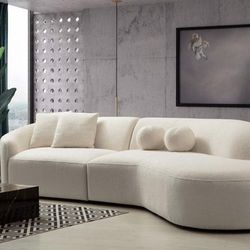 🚚Ask 👉Sectional, Sofa, Couch, Loveseat, Living Room Set, Ottoman, Recliner, Chair, Sleeper. 

✔️In Stock 👉Cloe Ivory Boucle RAF Curved Sectional