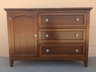 Wood Dresser with Cabinet and 3 Drawers