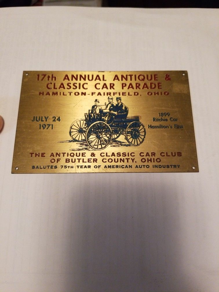 Ohio Classic Car Parade Plaque