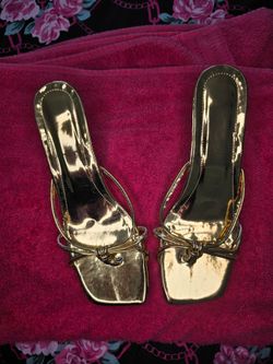 Gold Metallic Strappy Heeled Sandals
