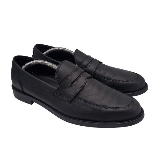 COLLEGIUM Mens 'Pillar' Black Leather Penny Loafers EU 45/US 12-12.5 Italy $250
