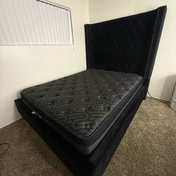 Black Tall Headboard Bed Frame 