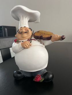 Chef Resin Figurine Holding Violin Collectible Statue