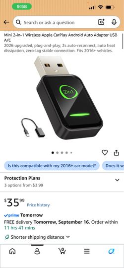 Mini 2-in-1 Wireless Apple CarPlay Android Auto Adapter USB A/C