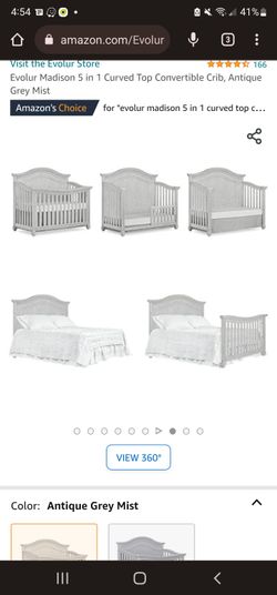 Evolur 5 In 1 Crib Gray GREAT Condition