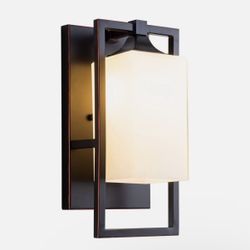 Vintage Bronze Sconces Wall Lighting 1-E26 Lights Bathroom Milk Glass Wall Light