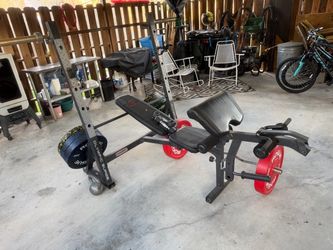Rogue plates and workout bench