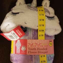 Girl's Hooded Fleece Sleeper Size Small(7/8)