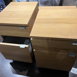 Two rolling Hardwood File Cabinets