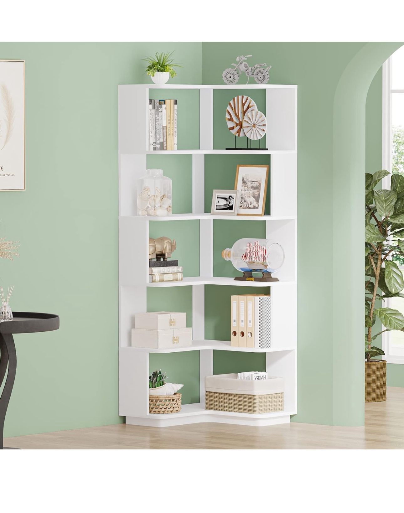 All New 6 Tiers Corner Bookshelf 64.9” Tall Bookcase