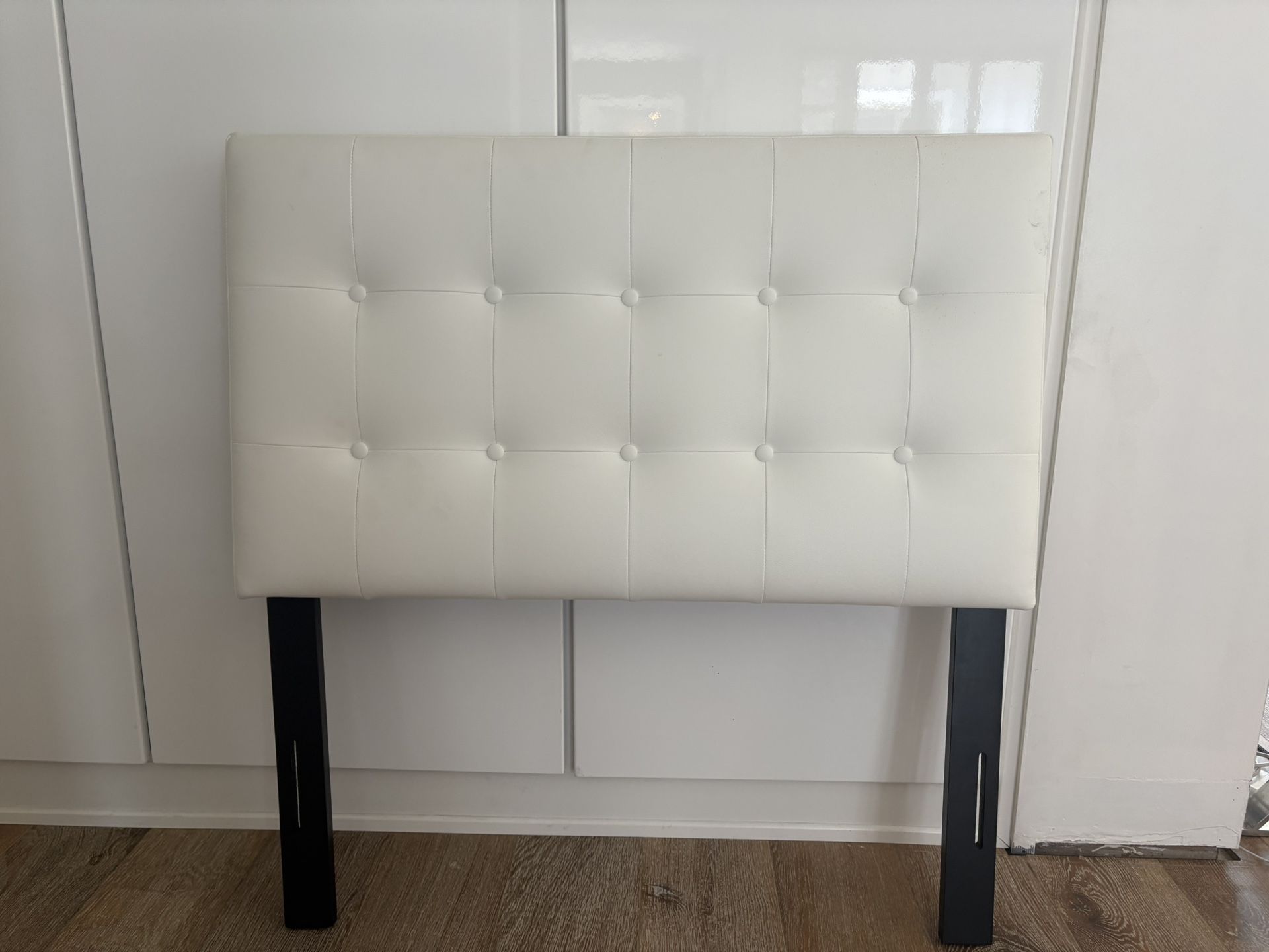 White Leather Bed Headboards x2
