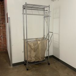 Whitmor stainless Metal Garment Laundry Hamper Drying clothing rolling Rack