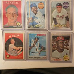 6 Vintage HOF Baseball Cards 1957  - 69