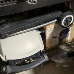 Black And Cream White Tan Weber Q Grill Propane BBQ With Cart Camping Tailgating