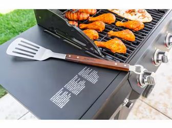 Wooden Handle Stainless spatula w/ Steel Bottle Opener